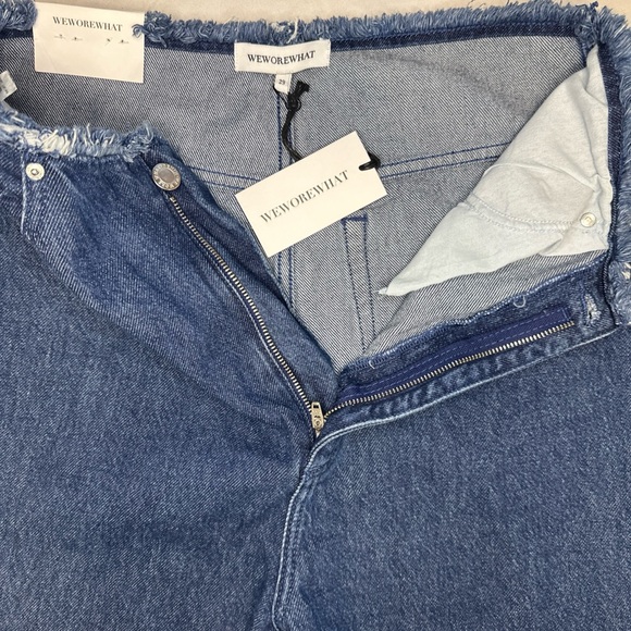 WeWoreWhat Women’s Jeans Size 29 NWT Frayed WB Straight  Indigo Blue Wide Leg - Picture 9 of 9